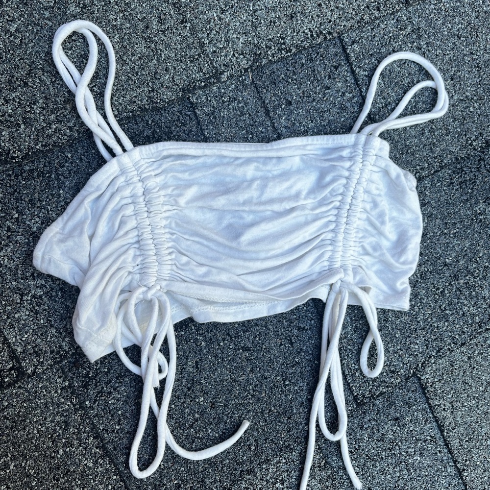 Publik White Crop Top with Adjustable Straps